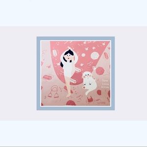 🆕 cartoon yoga girl with cat square scarf